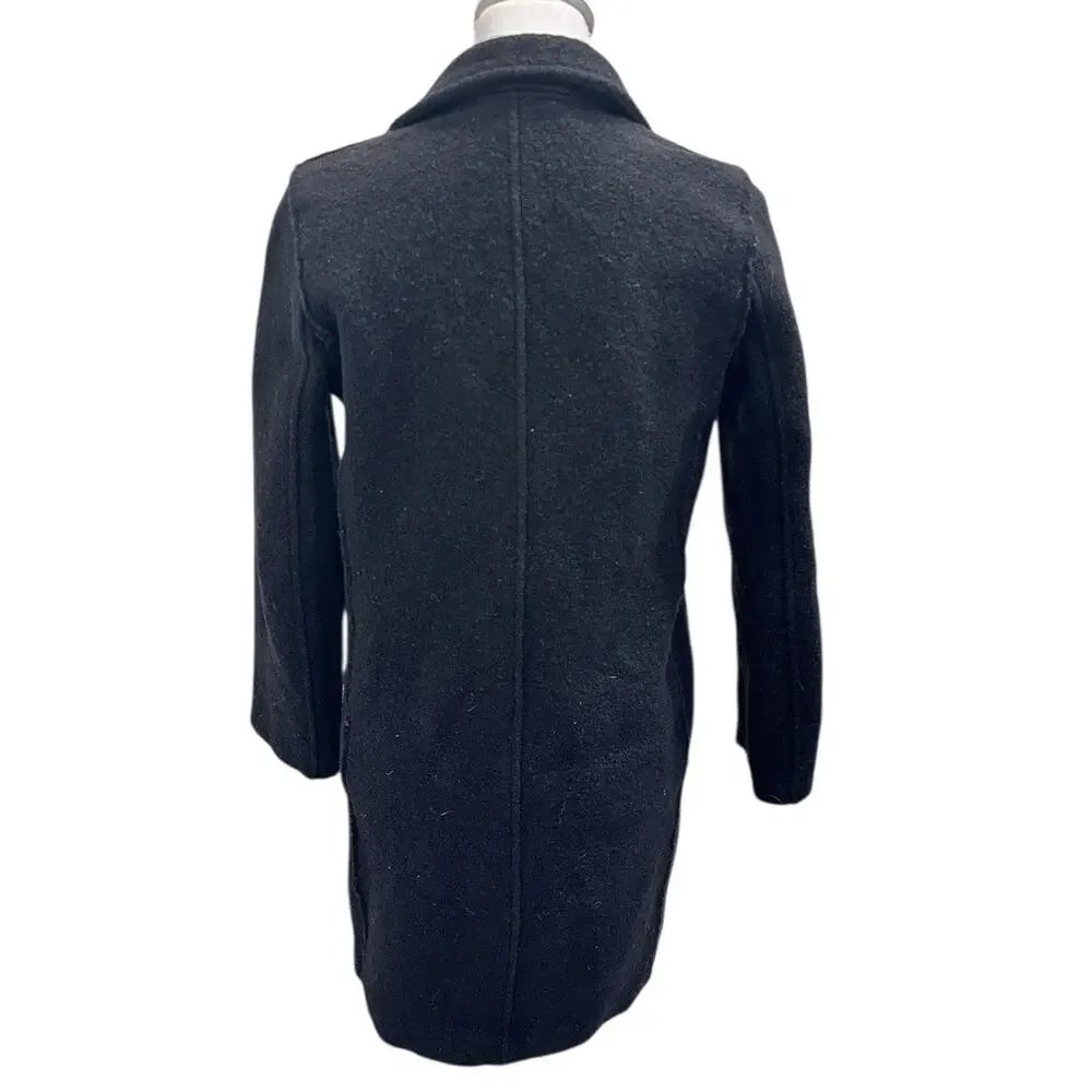 J. Crew Black Daphne Italian Boiled Wool Top Coat Sz 2 Old Money Preppy Heritage - Picture 3 of 12